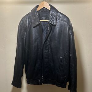 Croft & Barrow Men's Black Leather Bomber Jacket